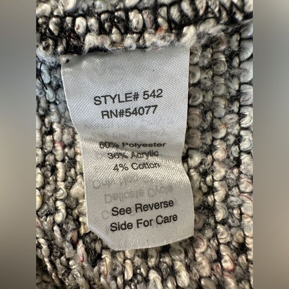 Cabi Sweater Top Short Sleeve Women Size XS Dark Gray Black Zipper Back Tweed - Picture 9 of 11